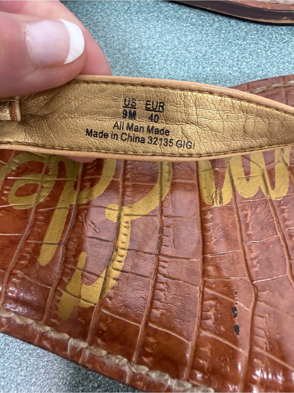 Sam Edelman GIGI Leather T-Strap Flat Sandals - Women’s 9 Tan - Picture 8 of 14